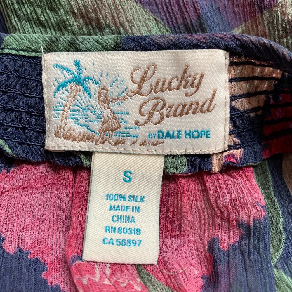 Lucky Brand Silk Floral Boho Peasant Blouse S - Picture 6 of 6